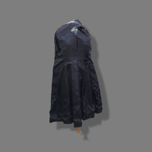 Black Montgomery Ward Leather Spy Trench with Suede Inserts