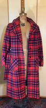 Load image into Gallery viewer, Women's Vintage coat- Plaid Pendleton Wool Red Fit Flare Fox Fur Removable Collar Princess Wool Coat M/L