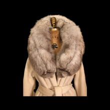 Load image into Gallery viewer, Vintage 60’s Coat Lilli Ann Cream White Massive Fox Fur Collar Wear Two Ways Swing Fit And Flare One Size Fits All Throw and Go