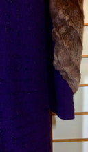Load image into Gallery viewer, RARE Vintage 30S Vintage Coat--PURPLE Puff-Sleeve Old Glamour Film Noir 1930'S 1940's Classic Fur Coat and Purple Wool Boucle Coat Size M/L