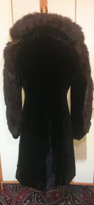 30s Black Velvet and Fur Women's Coat---Film Noir "Hattie Carnegie" Style Hollywood Glamour Pinup Fit and Flare Princess Coat