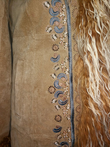 Suede Embroidery Light Brown, On Sale