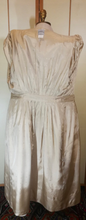 Load image into Gallery viewer, Film Noir Lantern Sleeve Balloon Pleated Sleeves Fit Flare Cashmere Wool Cream Embroidered Floral Coat Robe Made in Paris S Ingrid Bergman