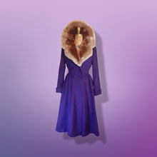 Load image into Gallery viewer, 40’s Vintage Purple Coat with Massive Mouton Ombré Collar Fit and Flare “New Look” Post World War II