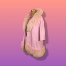 Load image into Gallery viewer, 60s Pink Leather and Fox Fur Coat “Throw and Go” Swing