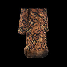 Load image into Gallery viewer, Vintage Tapestry Carpet Gold Brown Fur Trim Princess Coat