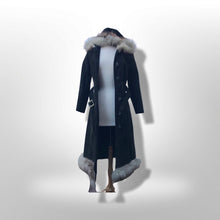 Load image into Gallery viewer, 70’s Black Suede Hooded Fox Fur Coat