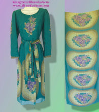 Load image into Gallery viewer, 70’s 80’s I Magnin Chiffon Dress Scarf Set Teal/Purple/Yellow