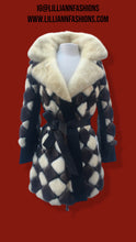 Load image into Gallery viewer, 60’s 70’s “Chess Board” Mosaic Intarsia Patchwork Mink Coat Leather Coat