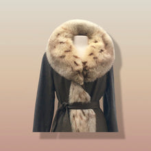 Load image into Gallery viewer, 70’s Leather Spotted Fox Fur Wrap Boho Princess Coat