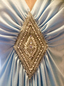 70s Grecian Greek Goddess Dress --Powder Blue Empire Waist Silky Slinky Extra Long Dress L/XL Wedding Dress 70s Grecian Greek Goddess Dress --Powder Blue Empire Waist Silky Slinky Extra Long Dress L/XL Wedding Dress