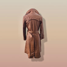 Load image into Gallery viewer, 70’s Vintage Leather Trench Spy Coat Montgomery Ward Tannery