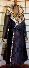 Load image into Gallery viewer, Vintage 60's 70's Faux Leopard Faux Pony Fur Printed Coat with Fold Over Belted S/M/L