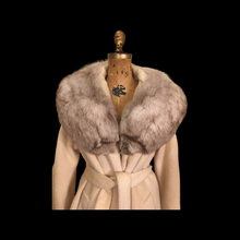 Load image into Gallery viewer, Vintage 60’s Coat Lilli Ann Cream White Massive Fox Fur Collar Wear Two Ways Swing Fit And Flare One Size Fits All Throw and Go