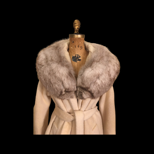 Vintage 60’s Coat Lilli Ann Cream White Massive Fox Fur Collar Wear Two Ways Swing Fit And Flare One Size Fits All Throw and Go