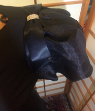 Load image into Gallery viewer, Neiman Marcus Wiggle Dress Rhinestone Puff Sleeve Bow Little Black Dress Mad Men M/L
