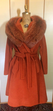 Load image into Gallery viewer, Lilli Ann Orange Coat Dyed Fox Fur Princess and Swing Style One Size Fits Most S/M/L