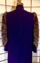 Load image into Gallery viewer, RARE Vintage 30S Vintage Coat--PURPLE Puff-Sleeve Old Glamour Film Noir 1930'S 1940's Classic Fur Coat and Purple Wool Boucle Coat Size M/L