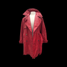 Load image into Gallery viewer, Lipstick Red Leather Trench Spy Coat