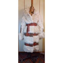 Load image into Gallery viewer, Tamara Vintage Women's Curly Lamb Shaggy Mongolian Coat Embroidered Suede White Brown Red Flowers Afghan Ethnic Hippy Boho Hipster Princess