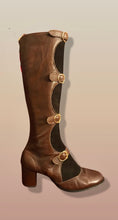 Load image into Gallery viewer, 60’s 70’s Suede and Leather Gladiator Boots with Gold Buckle Hardware Rare Size 7-8.5