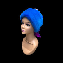Load image into Gallery viewer, Cobalt Blue Silk and Mink Brocade Hat