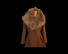 Load image into Gallery viewer, 60’s Caramel Lilli Ann Shearling Fit and Flare Princess Coat with Belt Clutch Purse Set Beaded