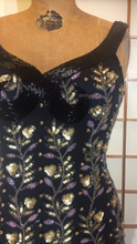 Load image into Gallery viewer, Gold Beaded Dress--Art Deco Vintage Exquisite Hand Beaded Gold and Black Pearl Floral Dress XS/S