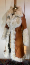 Load image into Gallery viewer, Suede Sheepskin Shearling Afghan Penny Lane Coat Princess Fit and Flare Almost Famous Small Boho Hippy Bohemian Made in Turkey XS/S