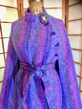 Load image into Gallery viewer, 60&#39;s Plaid Purple Poncho Cape--Mod Pendleton Royal Blue Lavender Pendleton Cape Coat 60&#39;s Open Sizing Free Size S/M/L