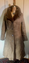 Load image into Gallery viewer, Suede Sheepskin Shearling Penny Lane Coat Princess Fit and Flare Almost Famous Small Boho Hippy Bohemian Made in England