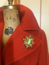 Load image into Gallery viewer, Vintage Orange Wool Coat with Brooch Fit and Flare Small X-Small Sienna Burnt Orange