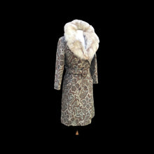 Load image into Gallery viewer, 60’s Tapestry Coat with Fox Fur Trim Carpet Brocade Wool