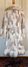 Load image into Gallery viewer, Women's Vintage Fur Coat- 70s Fur Patchwork Mink, Leather, Fox Fur Nature's Colors Mosaic Princess Ultra Warm Coat Long Rare