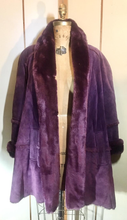 Load image into Gallery viewer, Purple Suede Extra Large Lamb Penny Lane Almost Famous Coat XL/L/XXL Boho Hippy Swing Princess