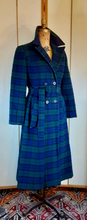 Load image into Gallery viewer, Vintage Pendleton Plaid Coat with Scarf Blue Green Fit and Flare Business Casual 100% Virgin Wool Made in Scotland Princess Flexible Size