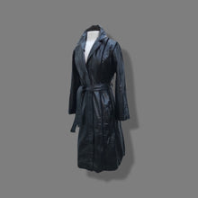 Load image into Gallery viewer, Black Montgomery Ward Leather Spy Trench with Suede Inserts