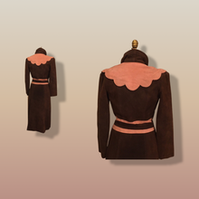 Load image into Gallery viewer, 70s Vintage Suede Coat Long Pink Brown Long Made In Canada Boho Chic