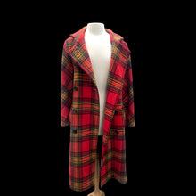 Load image into Gallery viewer, Vintage 60’s 70’s Red Plaid Hooded Wool Belted Coat