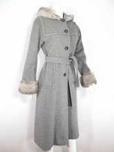 Load image into Gallery viewer, Hooded Princess Wool Pinup Vintage Fur Trimmed Coat S Fit Flare
