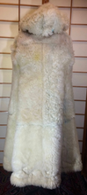 Load image into Gallery viewer, Suede and Shearling Lamb Turquoise Blue and White Embroidered Afghan Coat Almost Famous Hippy Chic Penny Lane S/M Beatles British Invasion!