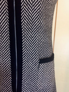 60s Vintage Saks Fifth Ave Black and White Vest Coat/Dress Mod Herringbone Geometric Size S/M