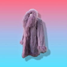 Load image into Gallery viewer, Pink Suede Mongolian Curly Lamb Oversized Penny Lane Boho Coat