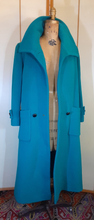 Load image into Gallery viewer, 60&#39;s Teal Blue Green Wool Career Minimalistic Modern Mod Couture Long Flexible Size S/M