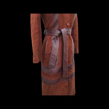 Load image into Gallery viewer, 70’s Rust Suede and Leather Inlay Coat Spy Trench