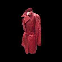Load image into Gallery viewer, Lipstick Red Leather Trench Spy Coat
