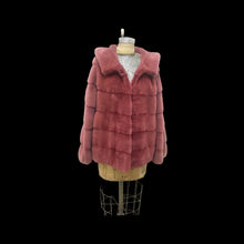 Load image into Gallery viewer, Pink Mauve Muted Mink Coat Bomber Hoodie Casual Elegant With Whole Mink Skins