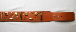 80s Brown Studded ESCADA BELT Gorgeous Tan Color Golden Studded VTG 80s W Germany_Fits 26 - 27.5"