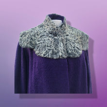 Load image into Gallery viewer, 40’s 50’s Purple Long Boucle Coat with Curly Lamb Fur