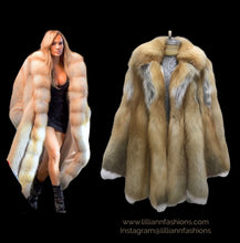 Load image into Gallery viewer, Red Fox Fur Coat with White Scalloped Tips